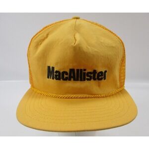 Vtg McAllister Yellow Trucker Hat Strapback Mesh embroidered Texace Made‎ USA